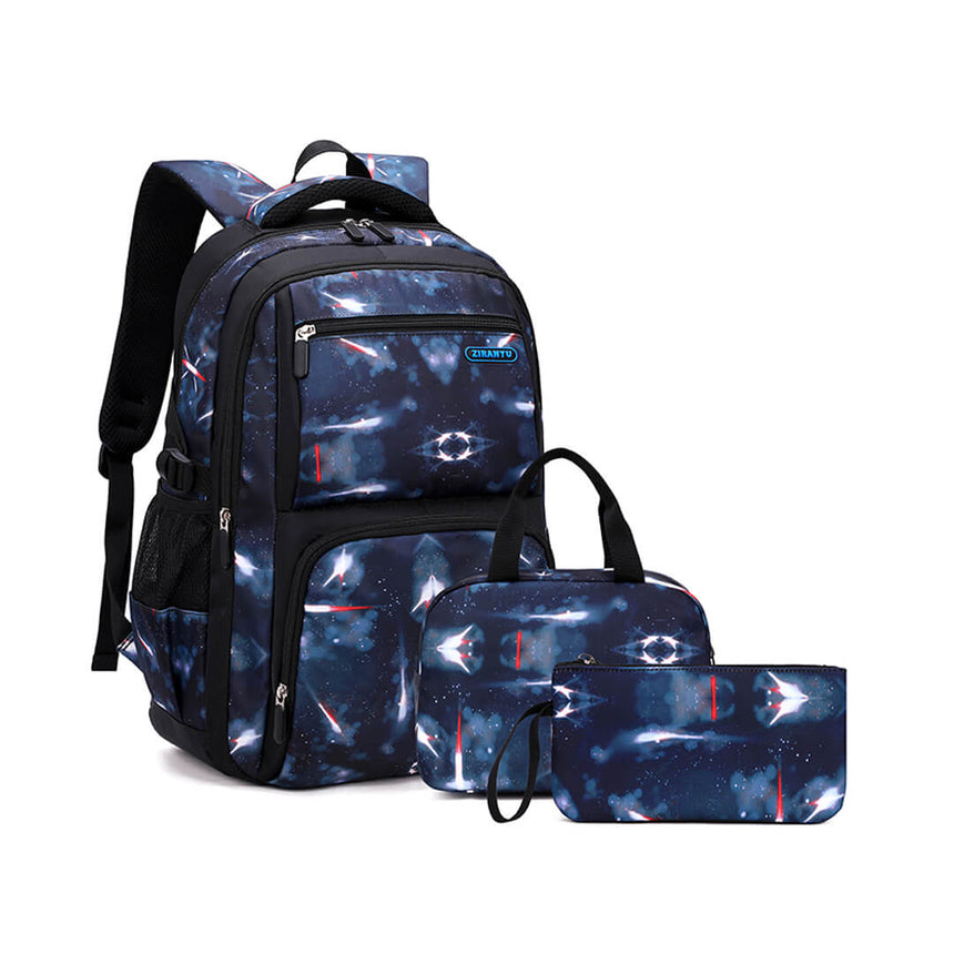 3-piece space-style backpack set with shoulder bag and pencil case