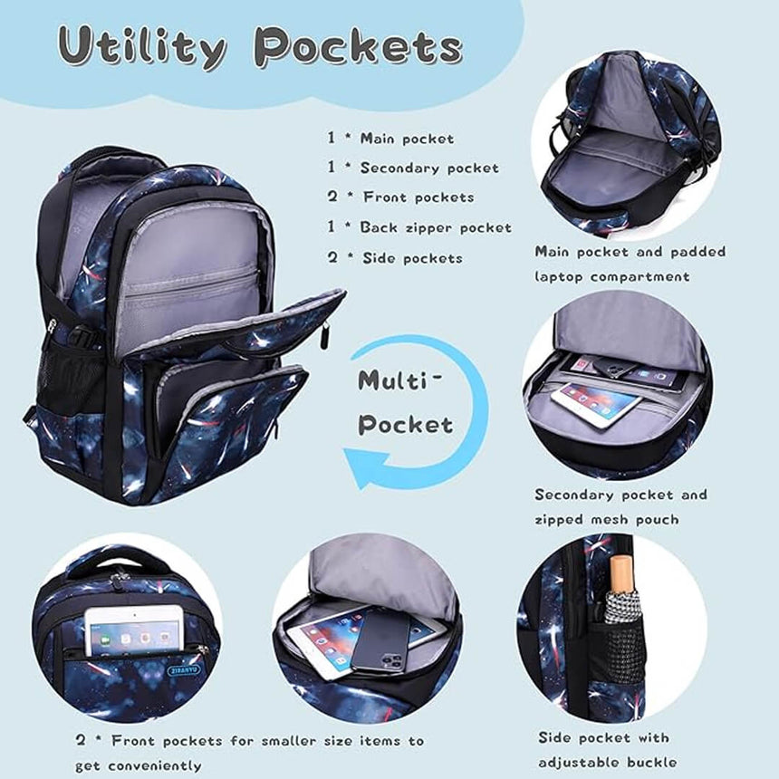 3-Piece Abstract Space Backpack Set