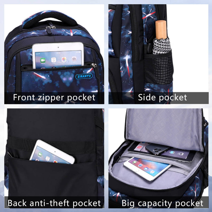 3-Piece Abstract Space Backpack Set