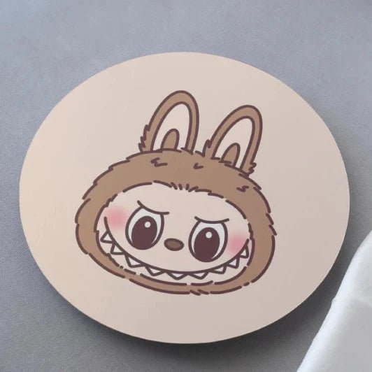 Brown Labubu MDF Coaster 3.75 inches by 3.75 inches