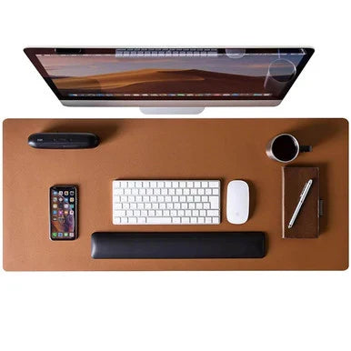 Double Sided PU Leather Mousepad Brown And Silver