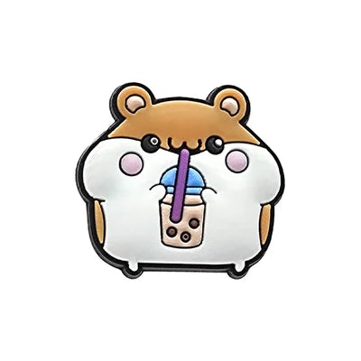Hamster Drinking Bubble Tea Croc Pin