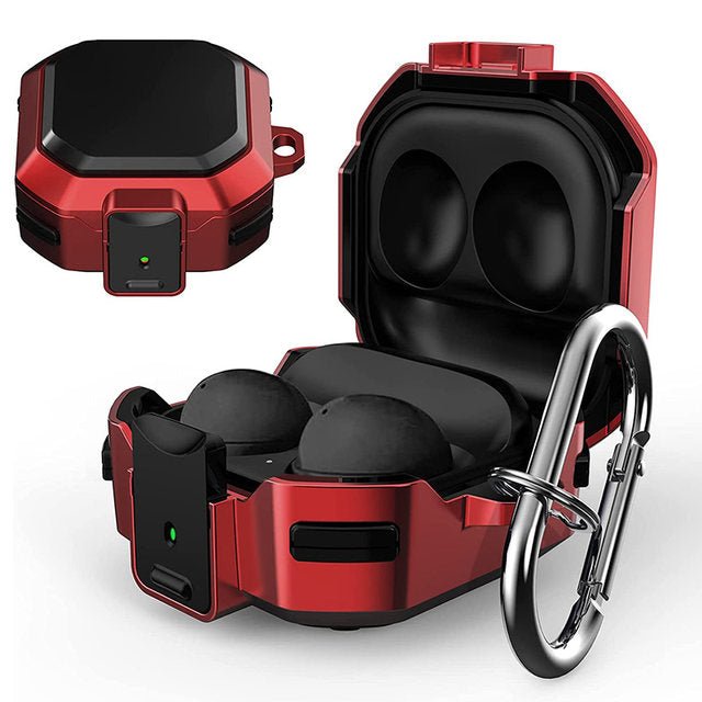 Armored Red Case with Lock for Galaxy Buds Live and Galaxy Buds 2 and Galaxy Buds 2 Pro and Galaxy Buds FE and Galaxy Buds Pro
