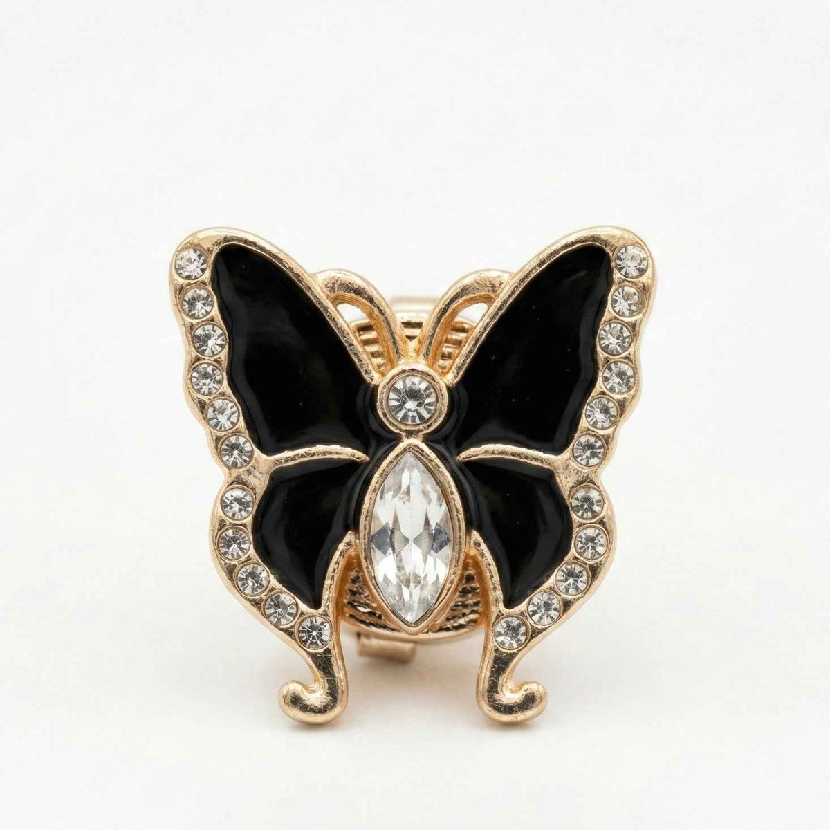 Butterfly Enamel & Crystal Button Covers Black Petit Détail Lebanon