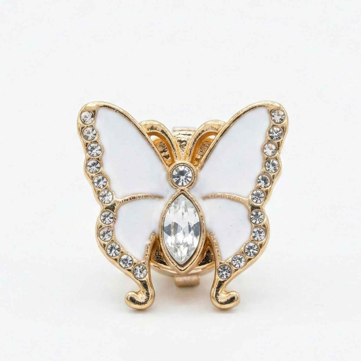 Butterfly Enamel & Crystal Button Covers White Petit Détail Lebanon