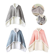 Fleece  poncho blankets in gray, blue, and pink for daily use.