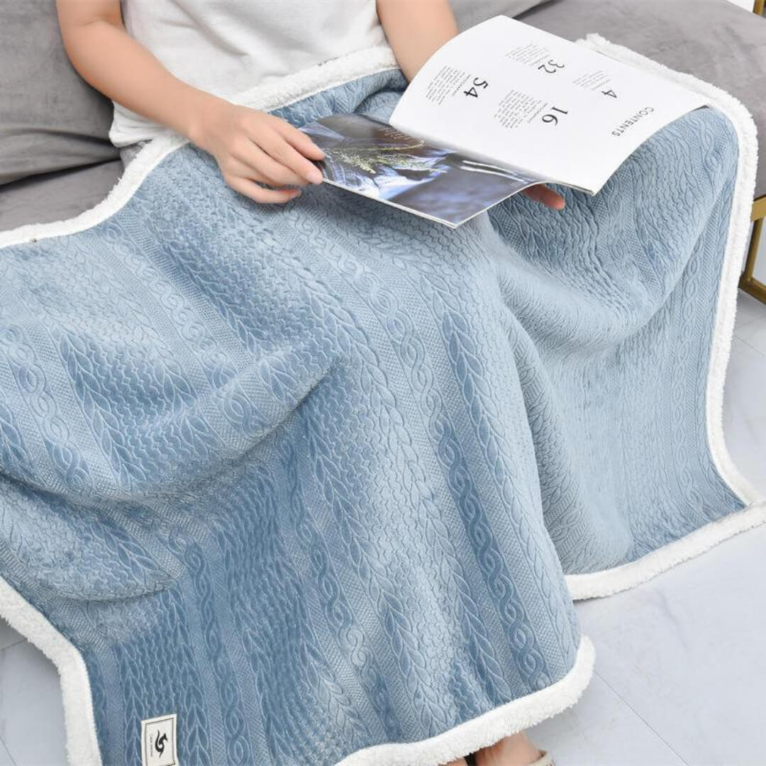 Comfortable and breathable blue blanket scarf for all-day use