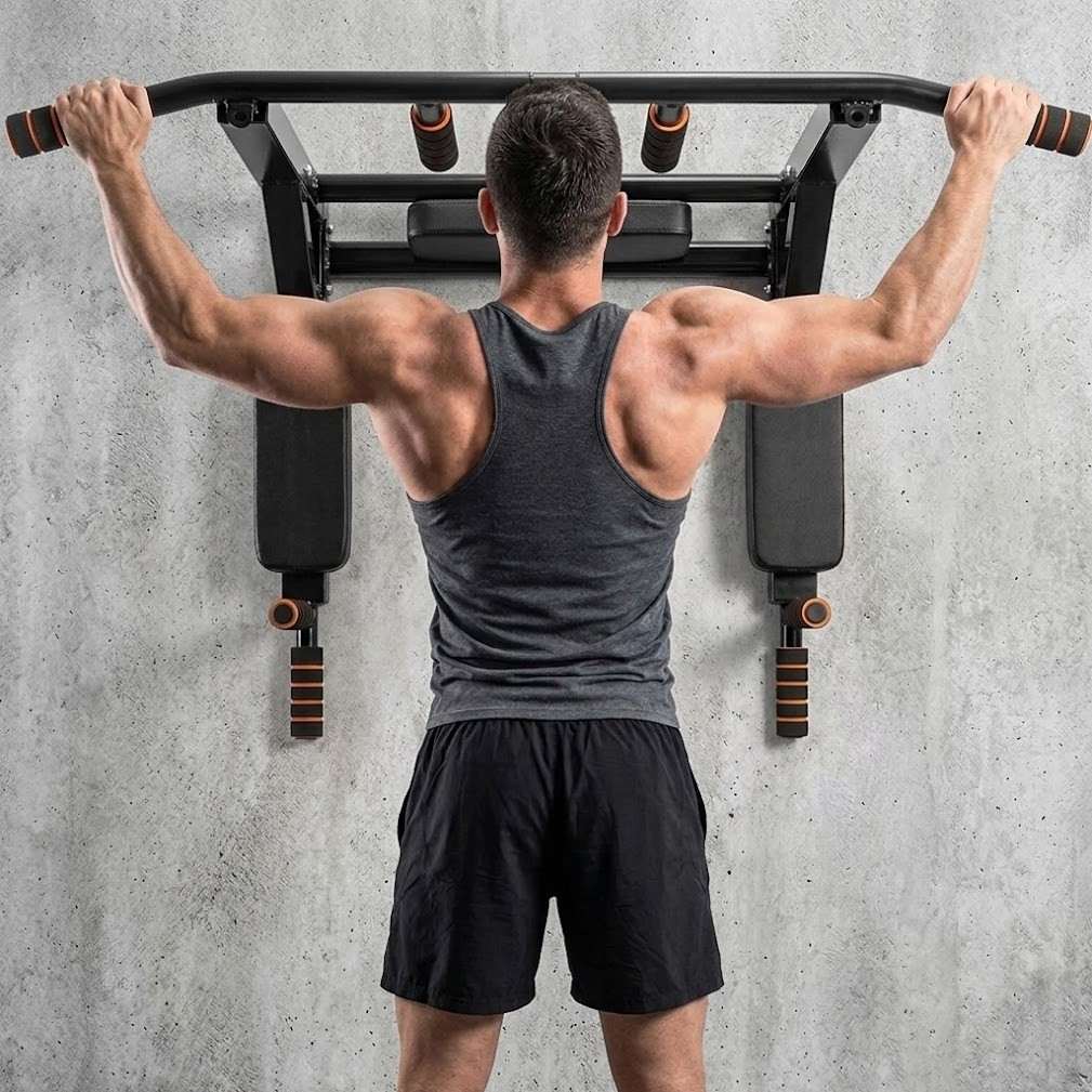 2 In 1 Wall Mounted Pull-Up Bar And Resistance Band