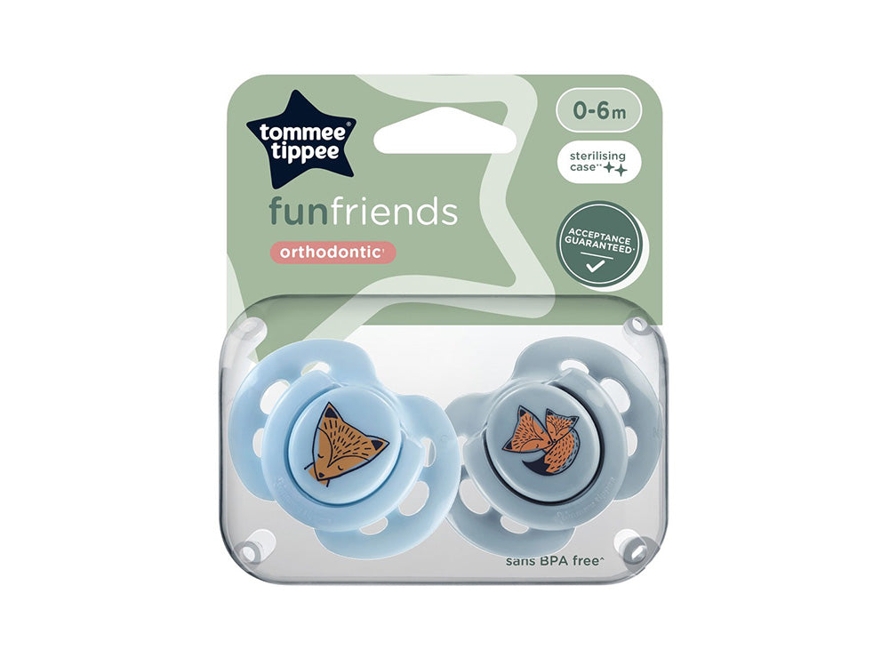 Tommee Tippee Fun Friends Fox Boy Soother 0-6M 2 Pieces