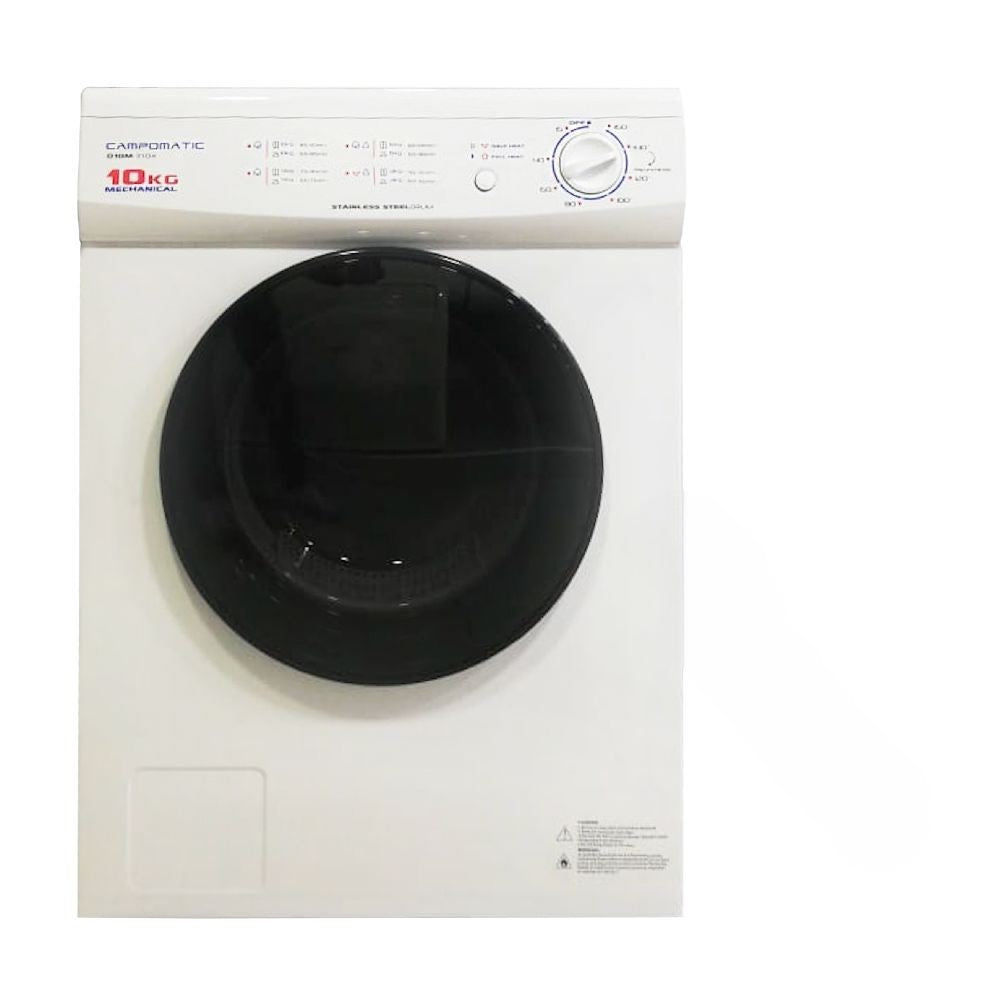 Campomatic D10M Dryer – 10kg, 10 Programs, Stainless Steel Drum, White