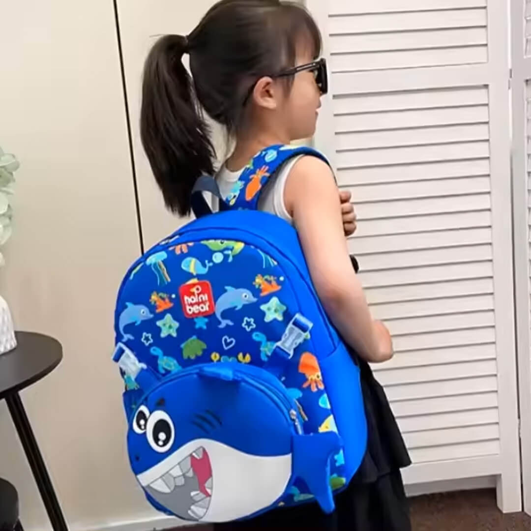 Kids Cartoon Shark Backpack & Lunch Shoulder Bag Set