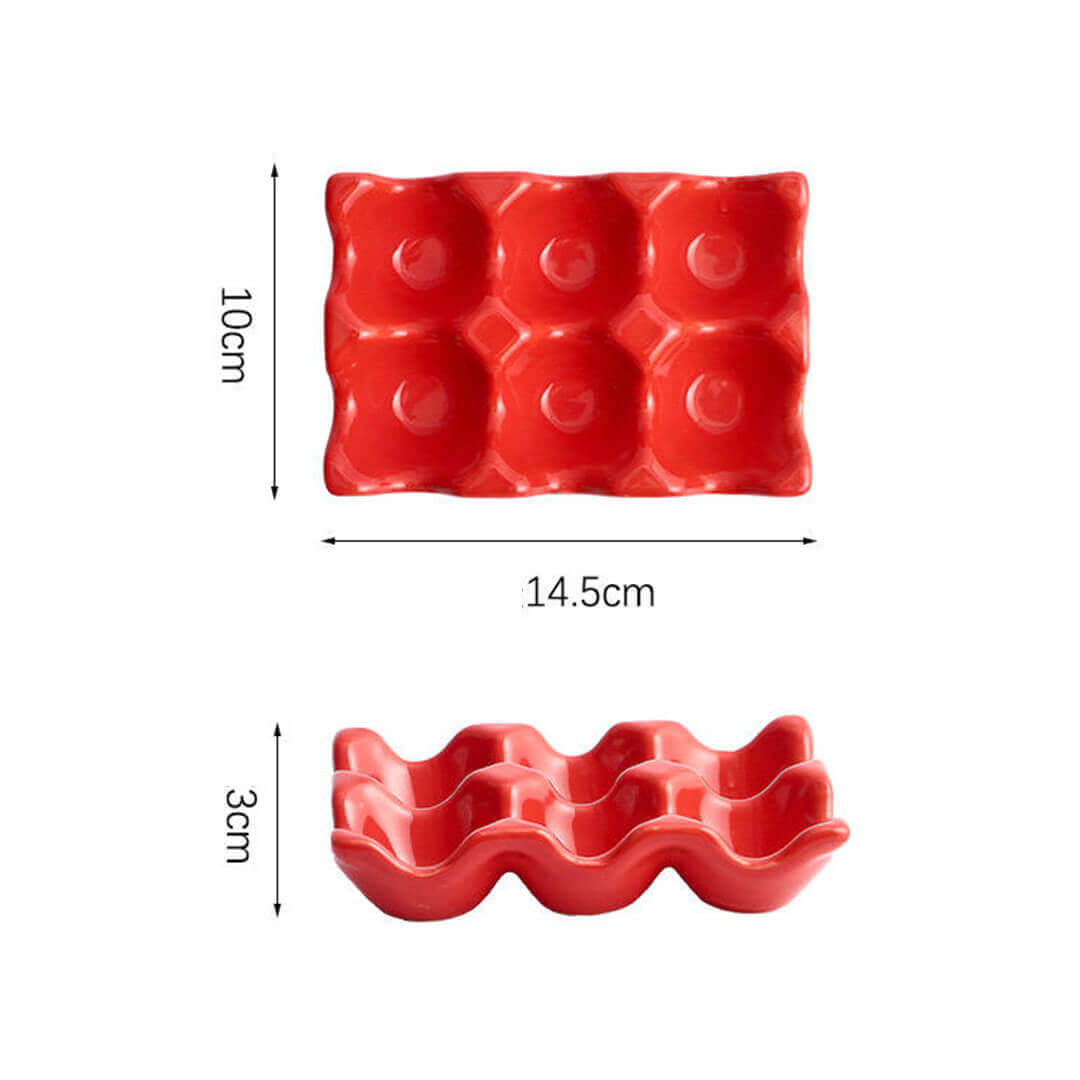Modern ceramic egg holder for boiled or fresh eggs, dimensions