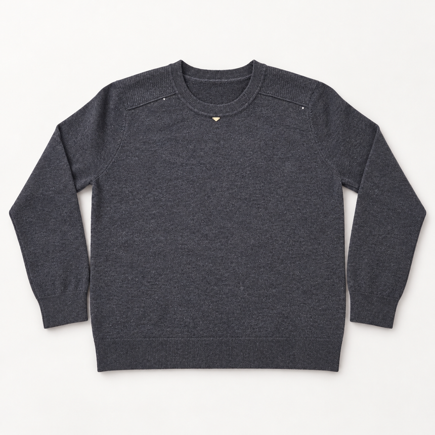 Women's charcoal grey knit sweater, front product image