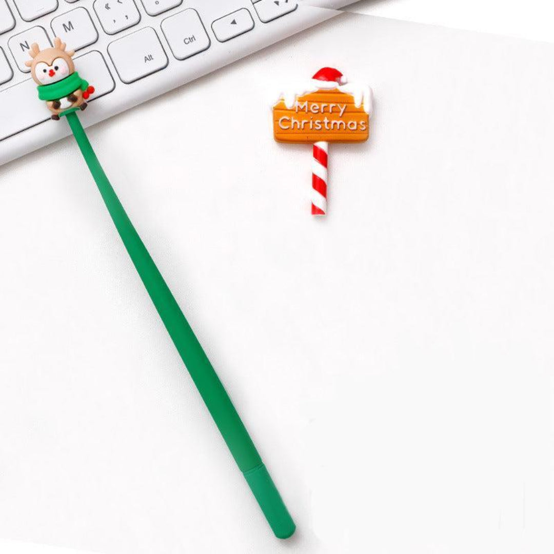 Christmas Bending Gel Pens, green deer design
