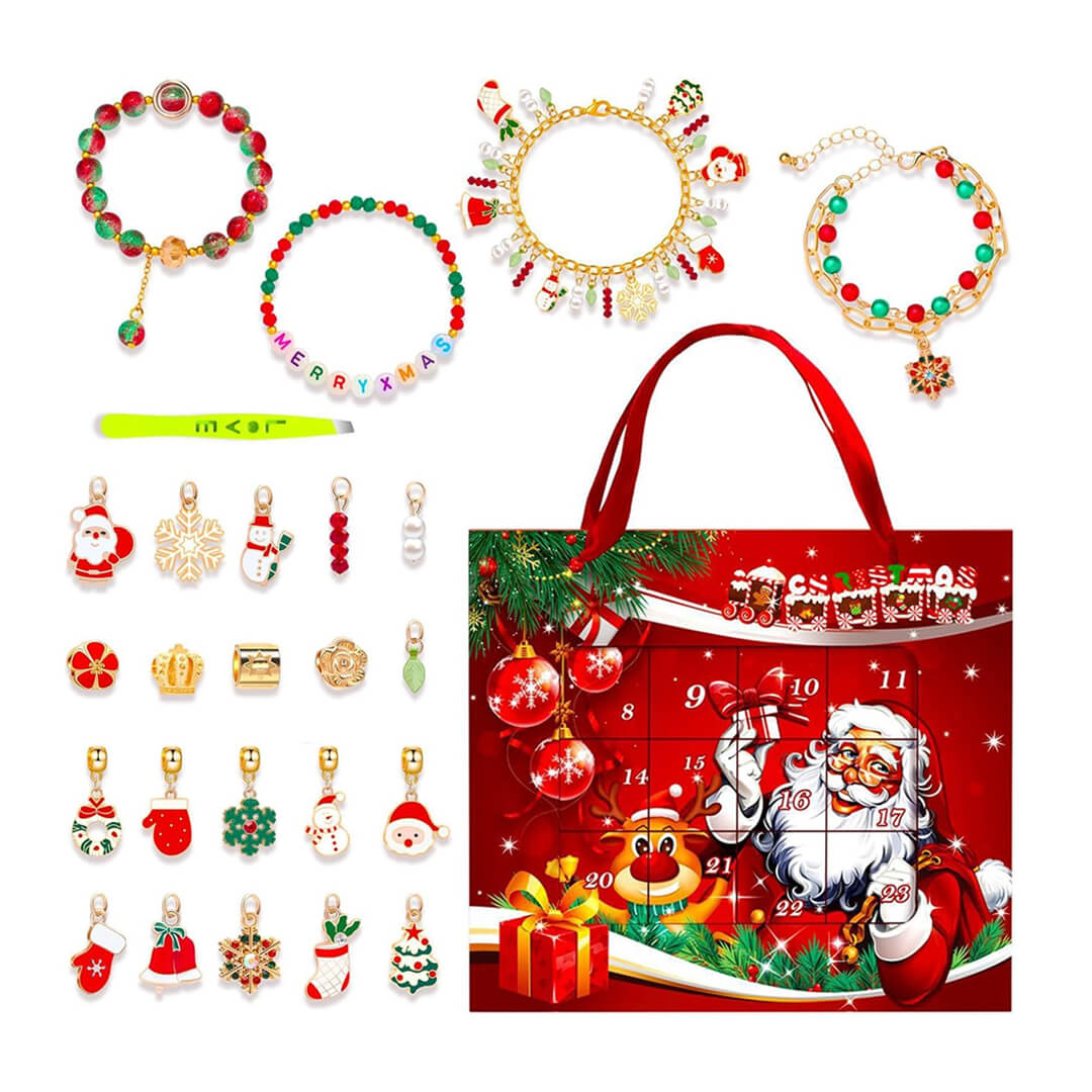 Christmas advent calendar for girls with charm bracelet and puzzle design