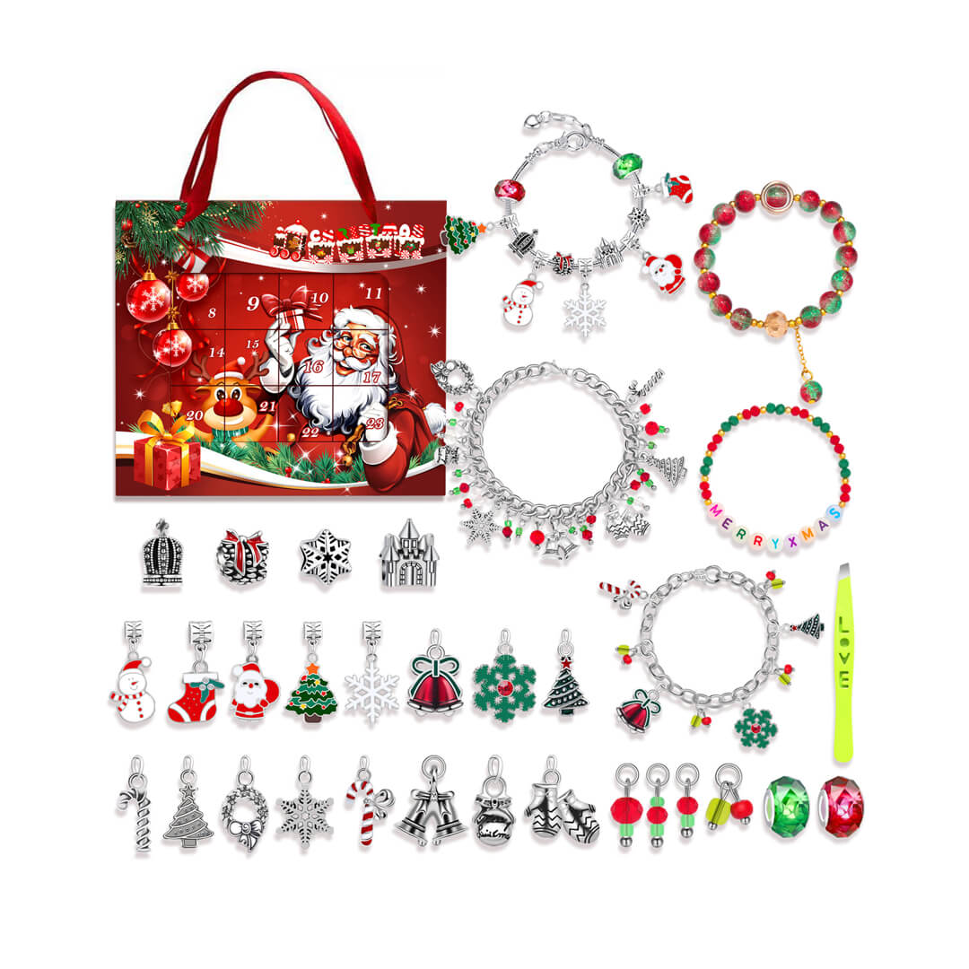 Countdown Christmas calendar with silver charms for girls