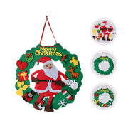 Kids DIY felt Christmas wreath with Santa and removable ornaments