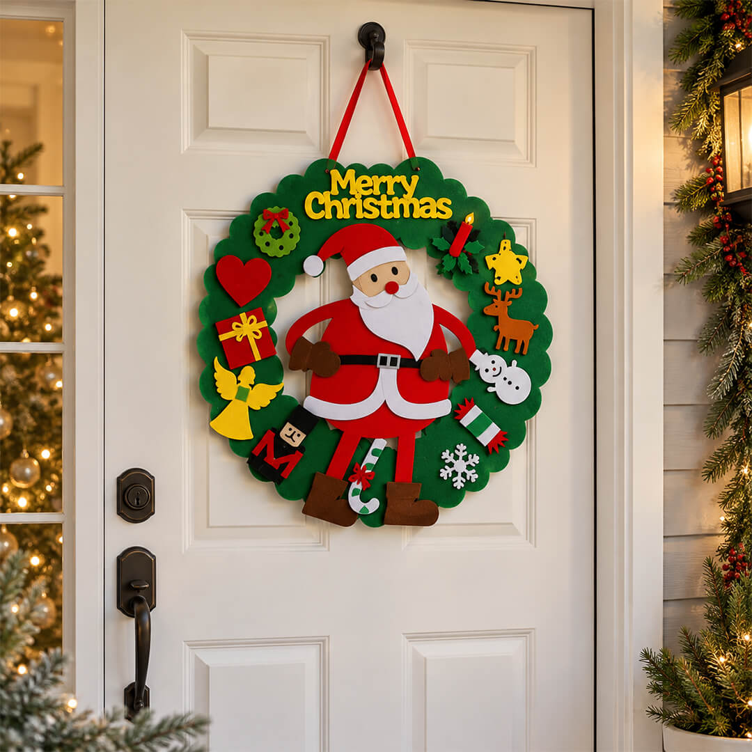 Kids felt Christmas door welcome ring decorating activity set