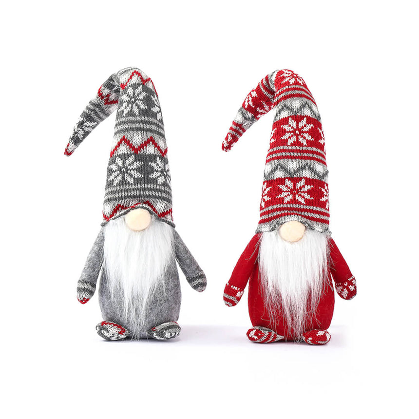 Red and grey Christmas gnomes for festive home decor