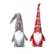 Christmas gnome doll with long knitted hat in red and grey