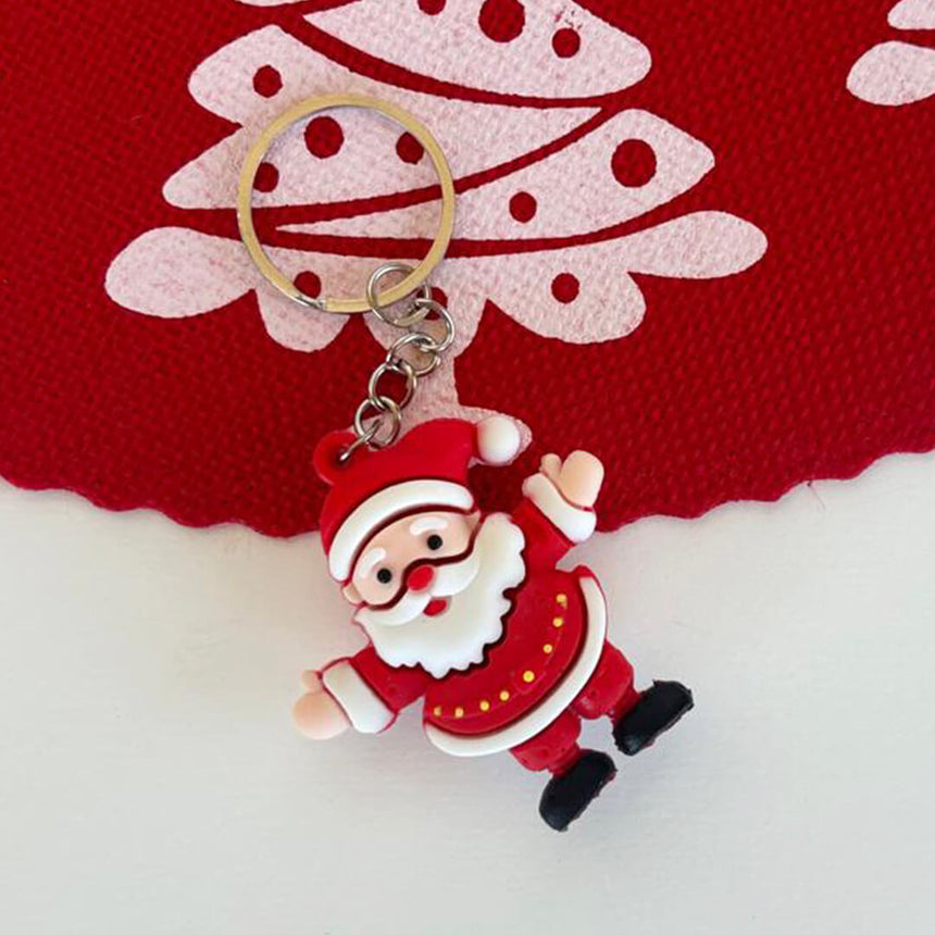 Close-up of red Santa keychain
