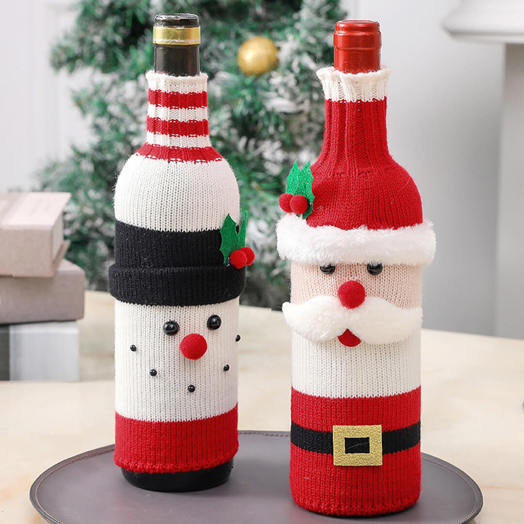 Santa and Snowman Christmas bottle covers