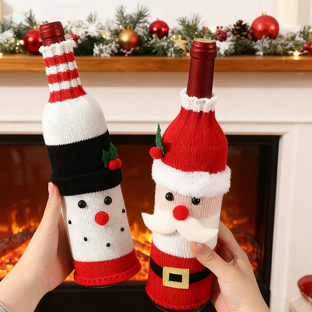 Santa Christmas knitted bottle cover