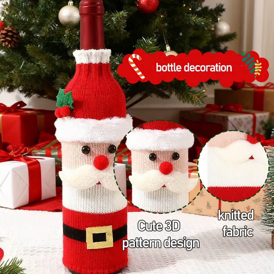Snowman Christmas knitted bottle cover