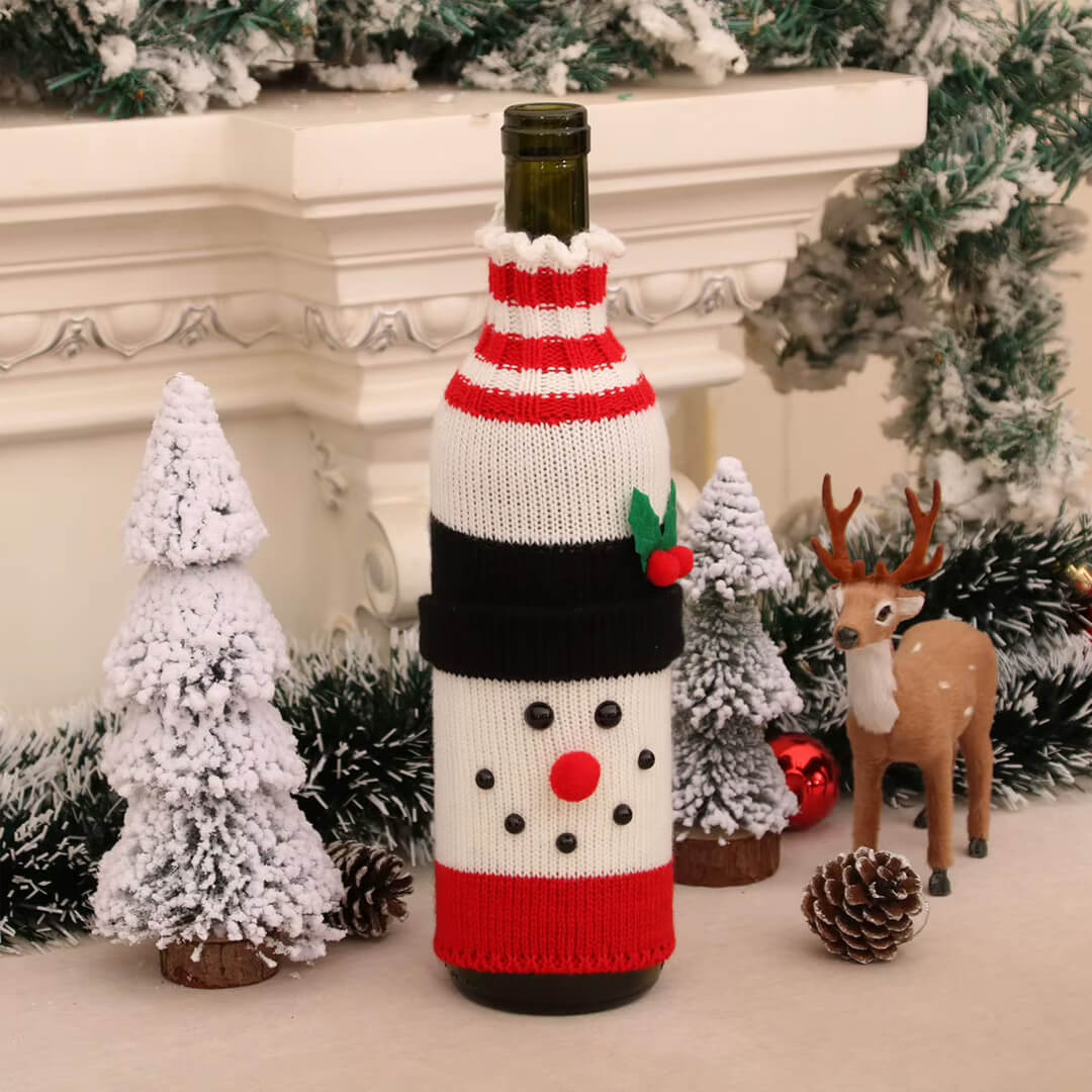 Christmas bottle gift cover in Snowman design