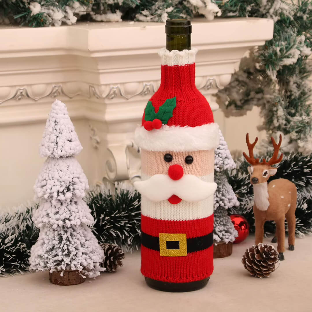 Christmas bottle gift cover in Santa design