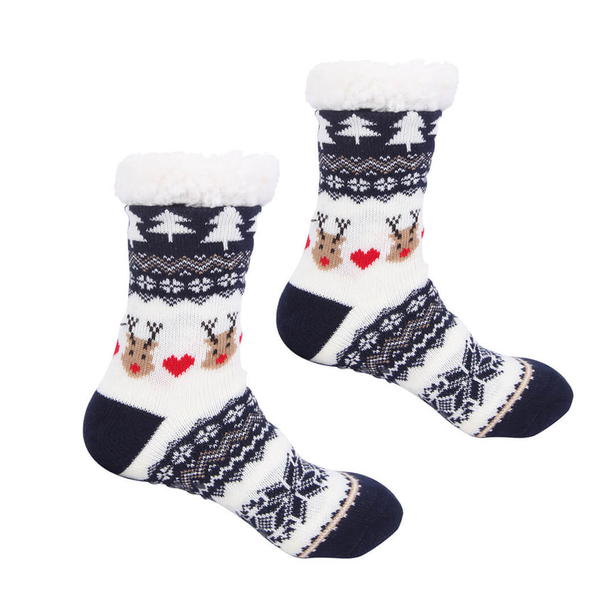 Christmas reindeer fleece-lined socks for adults size 35-42