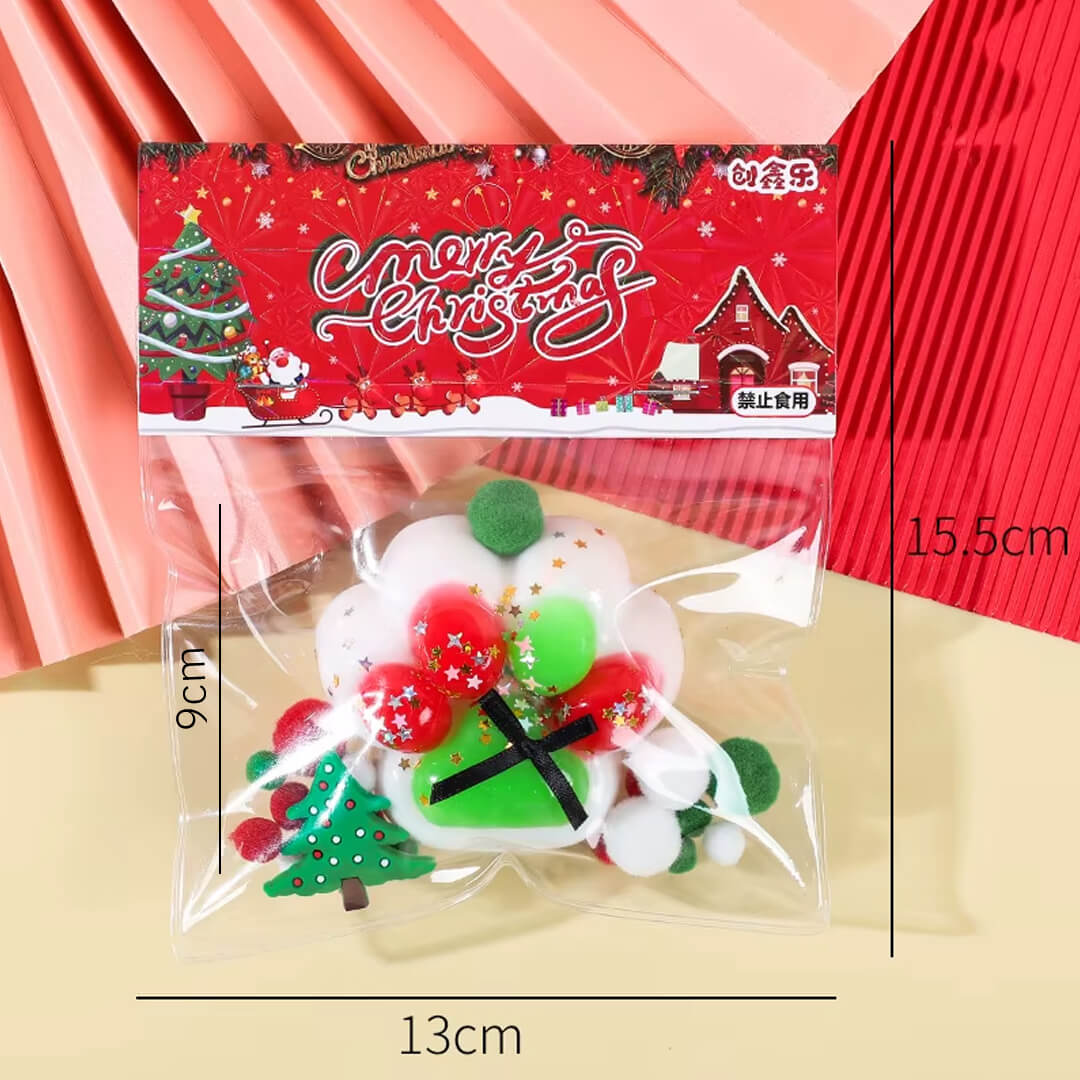 Dimensions of Festive paw-shaped squishy toy for kdis.