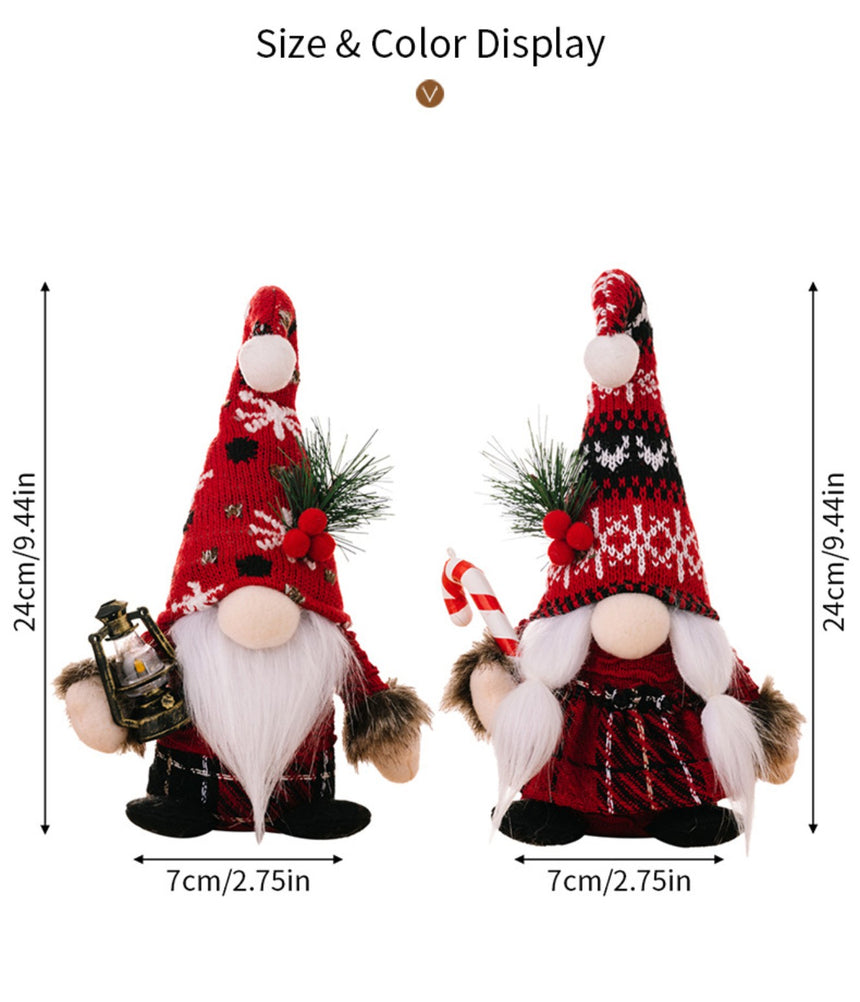 Red Christmas gnomes with knitted hats - festive decorative designs