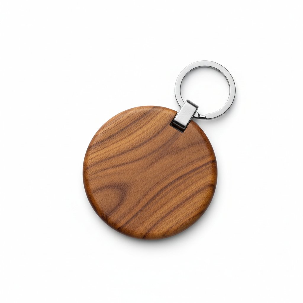 circle wood keychain