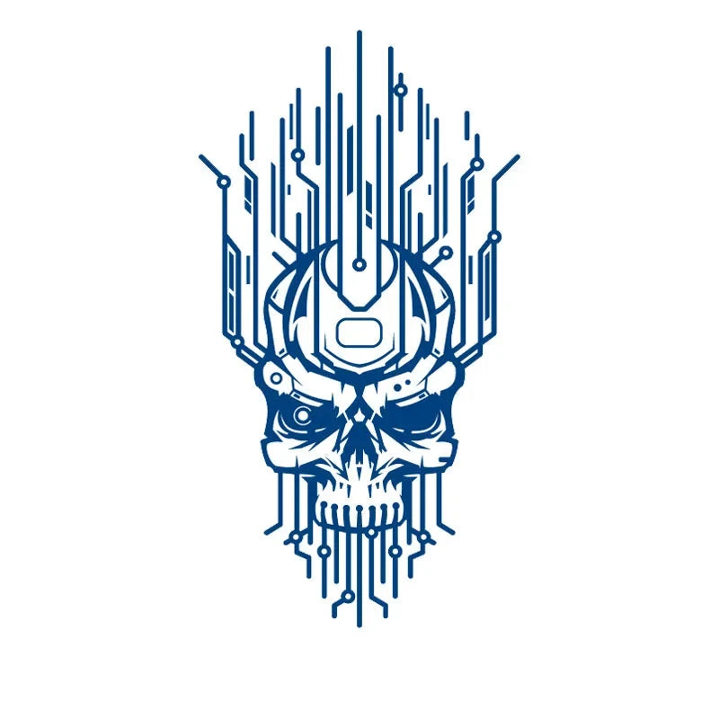 Circuitry Cyber Skull Tattoo Design