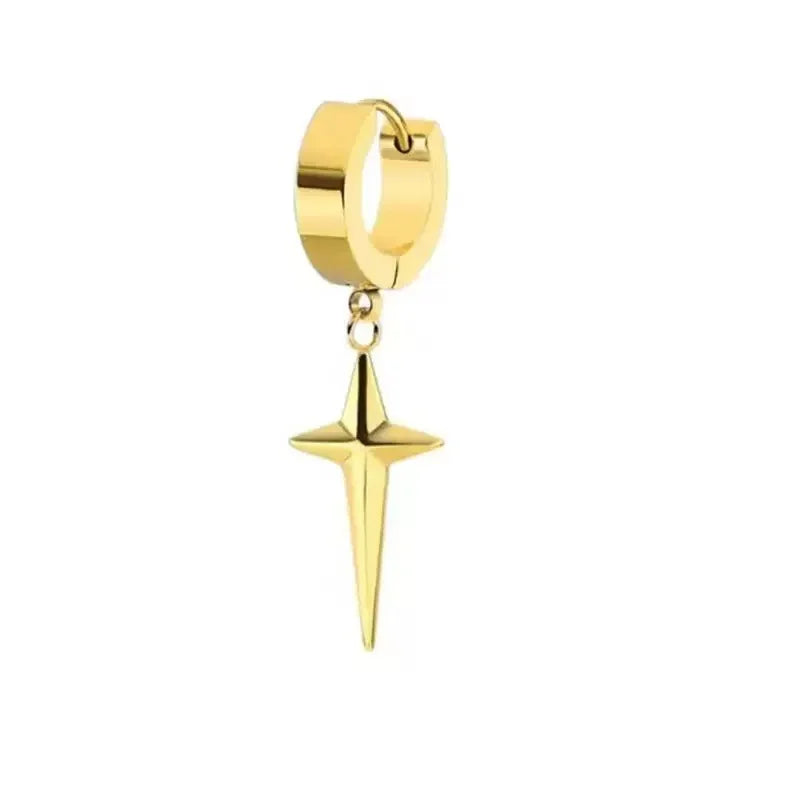 dangling star clip-on earring color gold