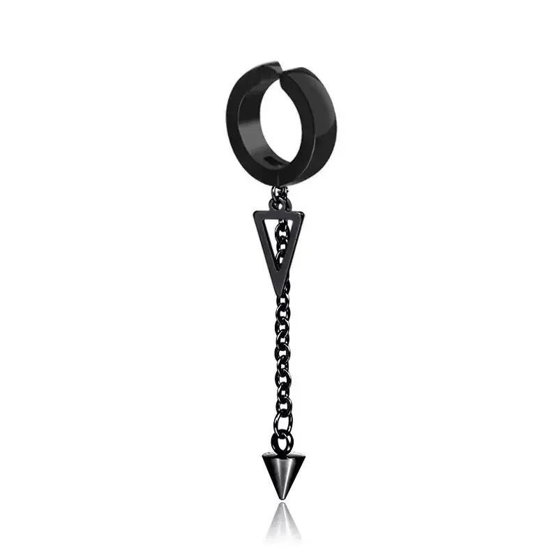 dangling pyramids cluip on earrings color black