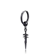Dangling Sword Black Color Clip On Earrings Unisex