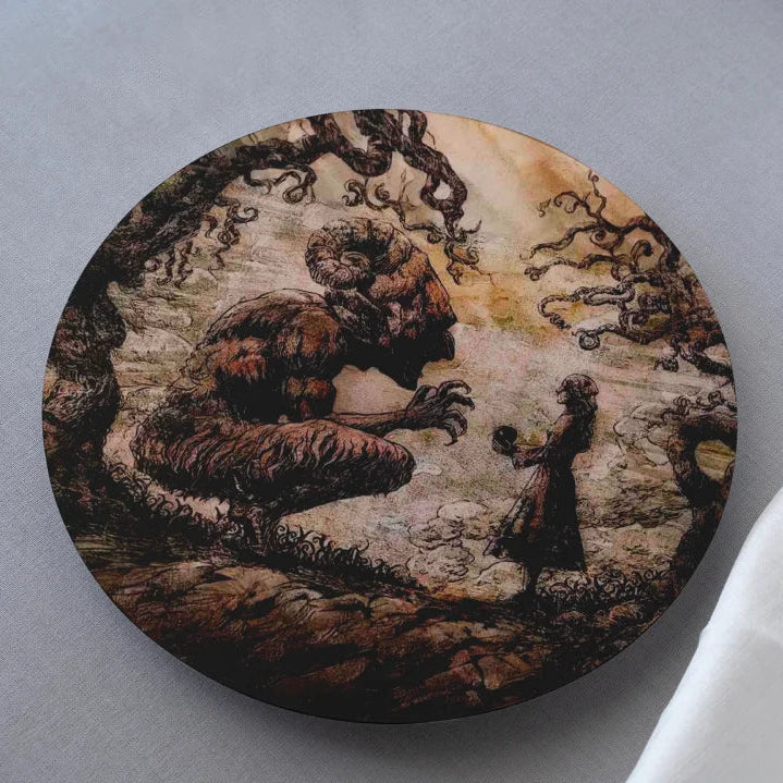 attack on titan pact with the devil print on mdf coaster