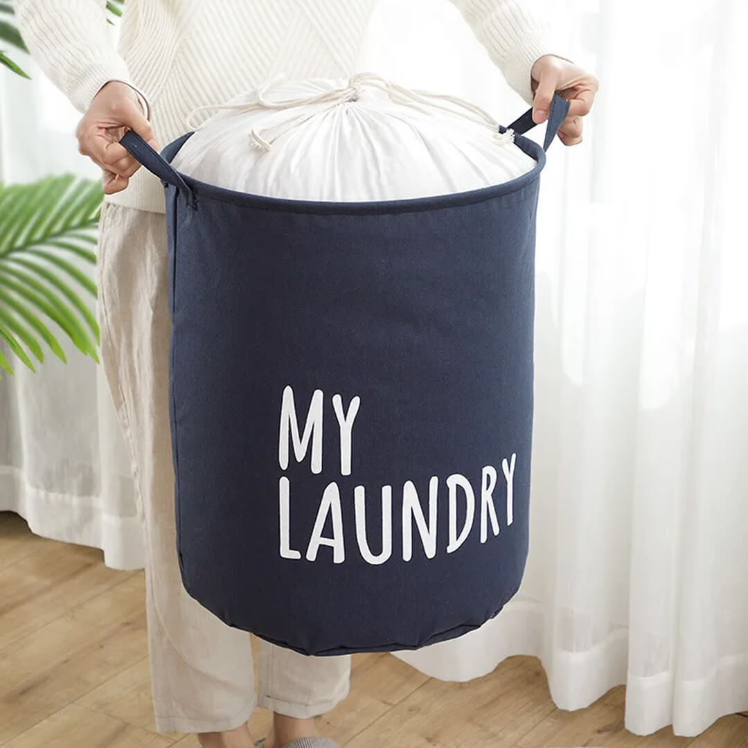 Collapsible Laundry Basket with Drawstring Closure amd handles
