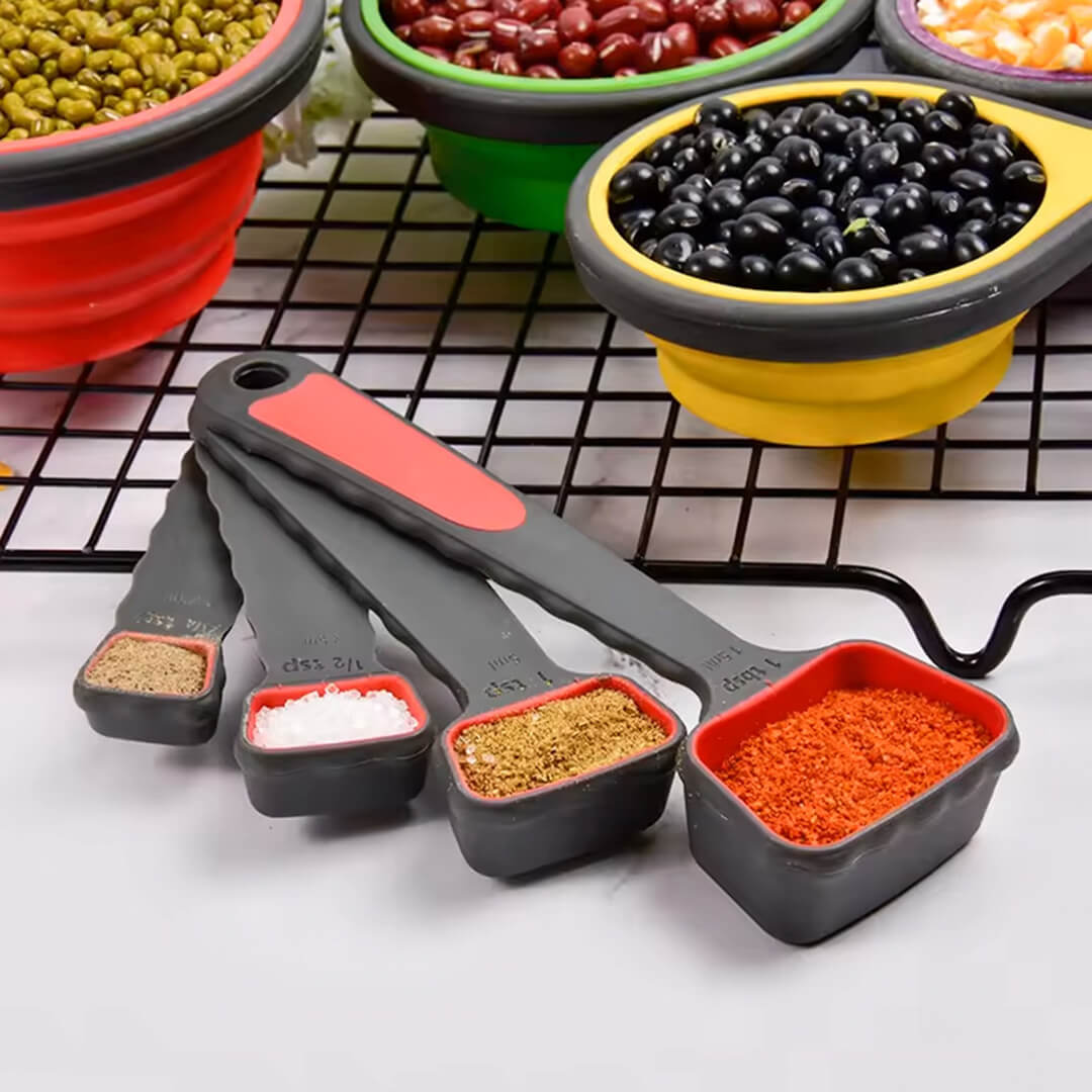 Collapsible Silicone Measuring Cups & Spoons – Set of 8 pieces