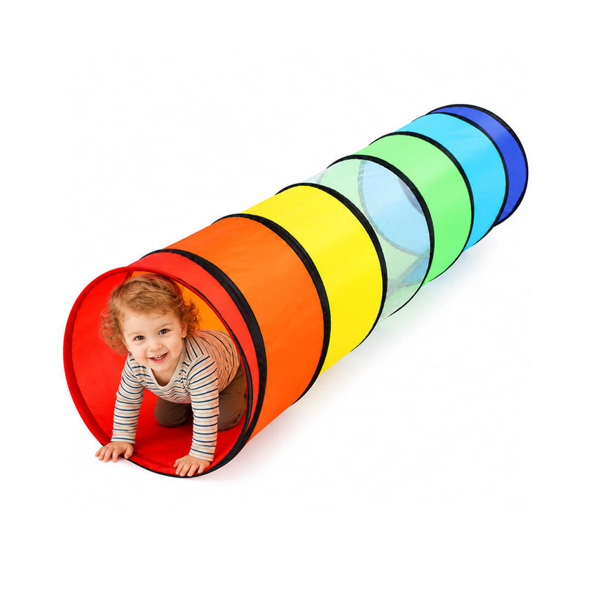 Colorful foldable kids' play tunnel with breathable mesh