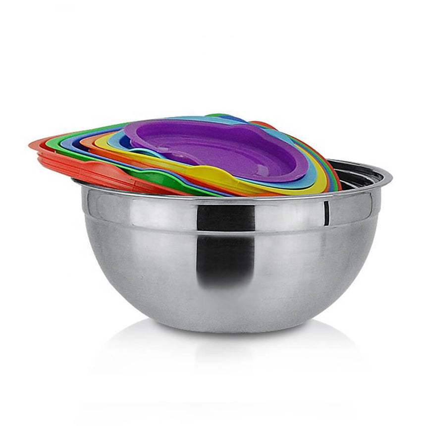 7Pcs Stainless Steel Salad Bowl Set With Lid - 18-30Cm