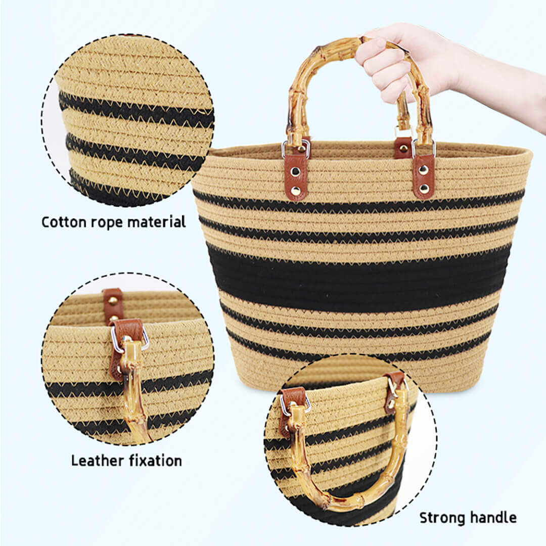 Large striped tote bag for beach and picnic outings