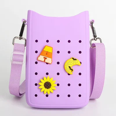 Purple Croc Pins Crossbody Bag