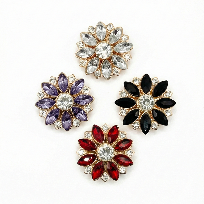 Crystal Flower Button Covers Petit Détail Lebanon