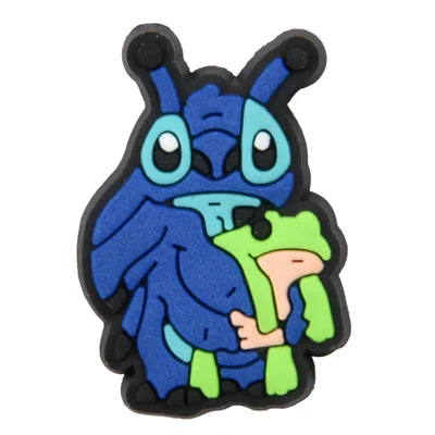 Cute Stitch Croc Charm holding Frog