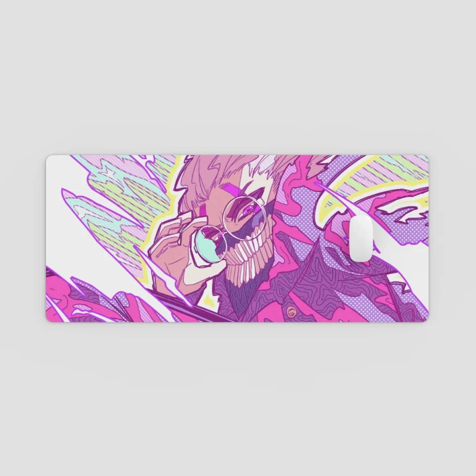 Colorful abstract design on a rectangular card with a gray background