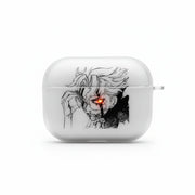 White airpod case with anime character design on a white background