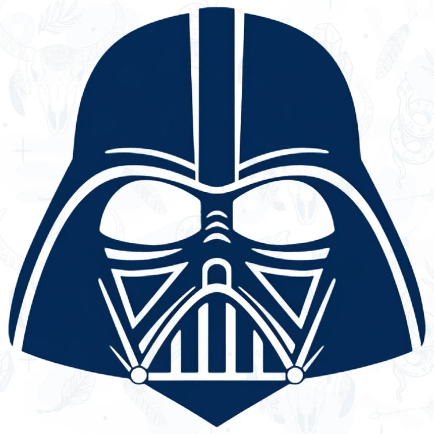 Blue Darth Vader helmet tattoo design on a white background